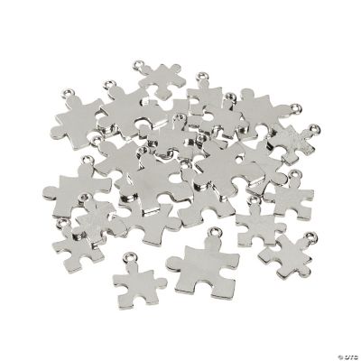 Silvertone Puzzle Piece Charms