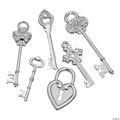 Silvertone Large Key Charms
