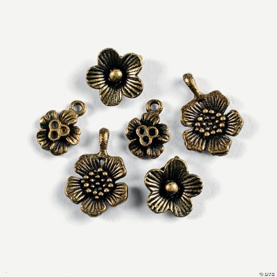 Antique Goldtone Flower Charms