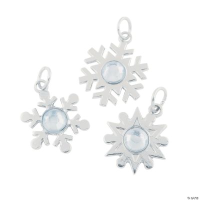 Silvertone Snowflake Charms With Rhinestone