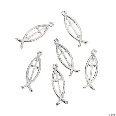 Silvertone Christian Fish Charms