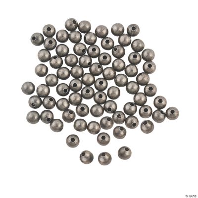 Antique Silvertone Round Beads - 4mm