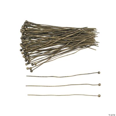 Antique Goldtone Headpins With Ball - 2