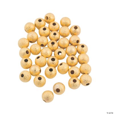 Goldtone Glitter Round Beads - 6mm