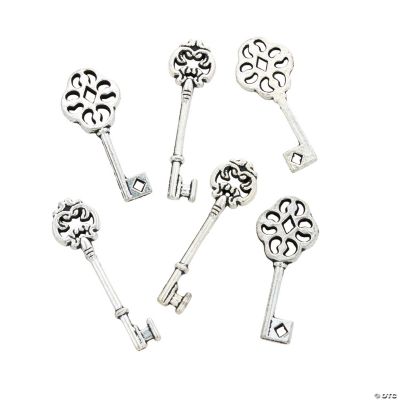 Antique Silvertone Ornate Key Charms