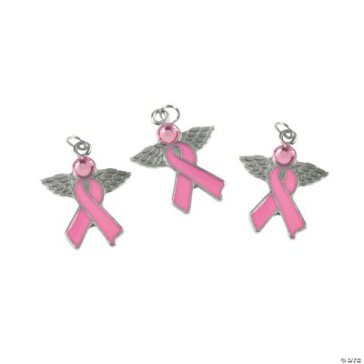 Pink Ribbon Angel Charms