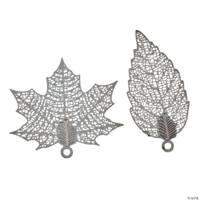 Silvertone Leaf Pendants - 32mm-40mm