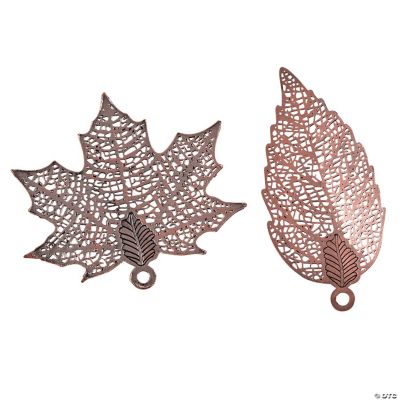 Copper-Tone Leaf Pendants - 32mm-40mm