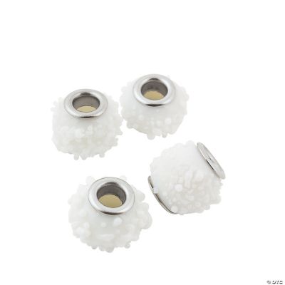 Snowball Lampwork Large Hole Beads - 16mm