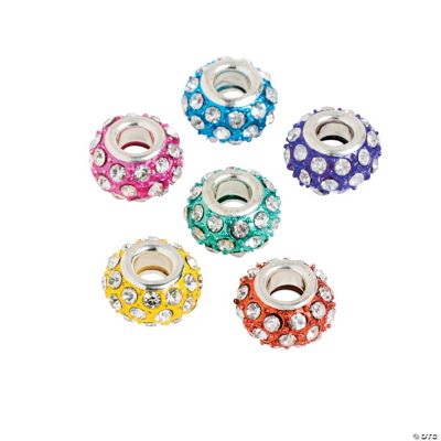 Rhinestone Large Hole Beads - 14mm
