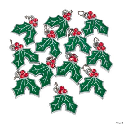 Holly Berry Charms With Rhinestones