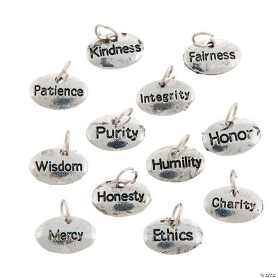 Silvertone Virtue Word Charms