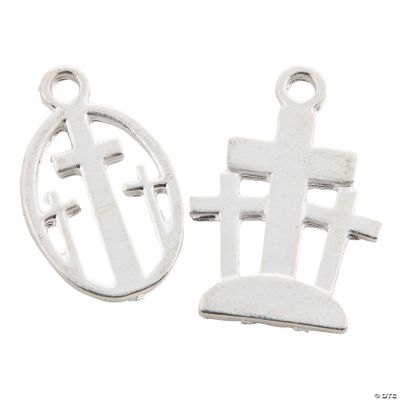 Silvertone Three Cross Resurrection Charms