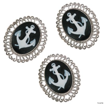 Silvertone Anchor Cameo Charms