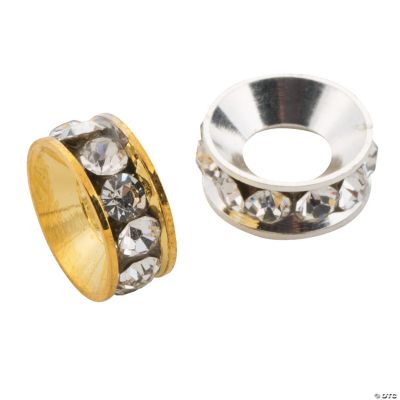 Goldtone & Silvertone Rhinestone Spacer Beads - 10mm