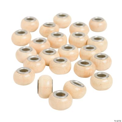 Light Wood Large Hole Beads - 15mm