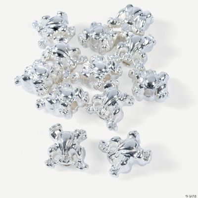 Silvertone Frog Large Hole Beads