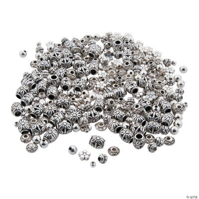 Silvertone Basic Bead Assortment - 4mm-10mm