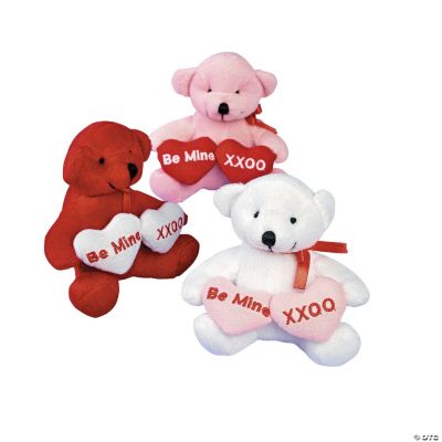 Plush Valentine Bears With Two Hearts