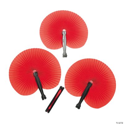 12 Red Paper Fans