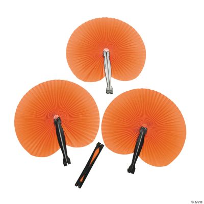 12 Orange Paper Fans