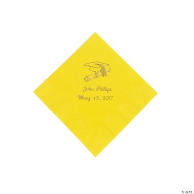 Yellow Personalized Grad Beverage Napkins