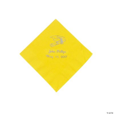 Yellow Personalized Grad Beverage Napkins