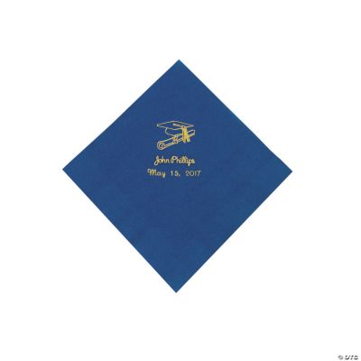 Blue Personalized Grad Beverage Napkins