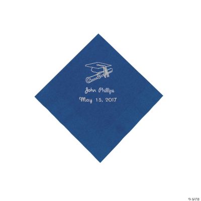 Blue Personalized Grad Beverage Napkins