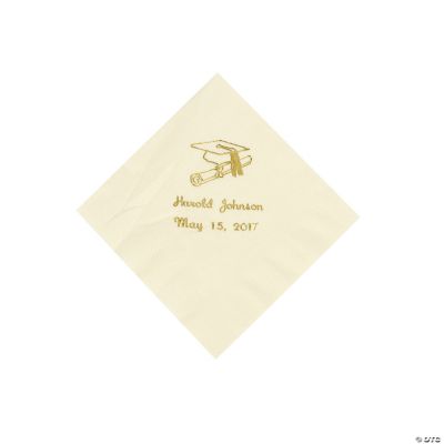 Personalized Ivory Graduation Beverage Napkins