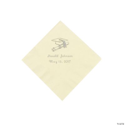 Personalized Ivory Graduation Luncheon Napkins
