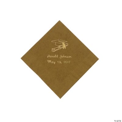 Gold Gold Grad Bev Napkins (P)