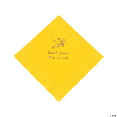 Yellow Personalized Graduation Lunch Napkins