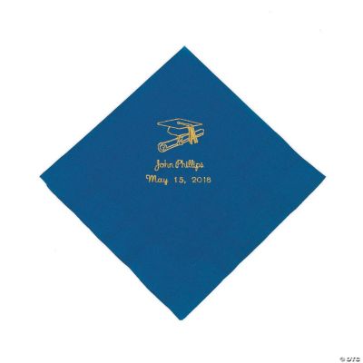 Blue Personalized Graduation Luncheon Napkins - Gold Print