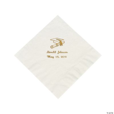 White Personalized Graduation Lunch Napkins