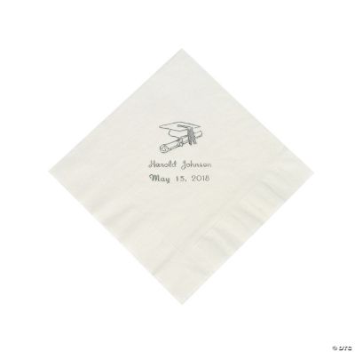 White Personalized Graduation Lunch Napkins