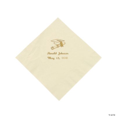 Personalized Ivory Graduation Luncheon Napkins