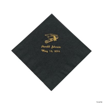 Black Personalized Graduation Lunch Napkins