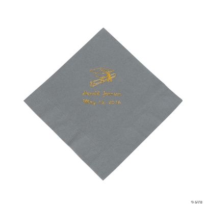 Personalized Graduation Luncheon Napkins - Gold Silver Grad Lunch Napkin (P)