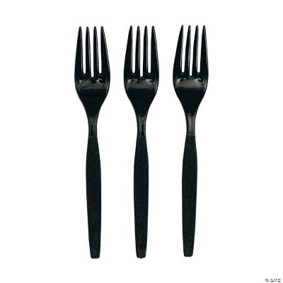 50 Plastic Black Forks