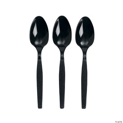 50 Plastic Black Spoons