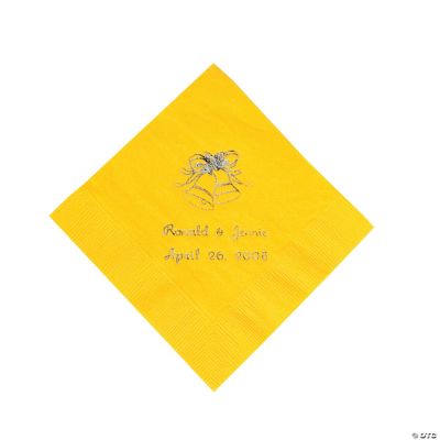 Silver Yellow Wedding Beverage Napkin (P)
