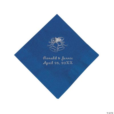 Silver Blue Wedding Beverage Napkins (P)