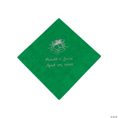 Silver Green Wedding Beverage Napkins (P)