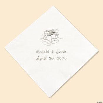 White Personalized Wedding Beverage Napkins