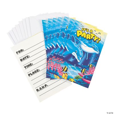 Dolphin Birthday Party Supplies on Dolphin Party Invitations  8 Pc
