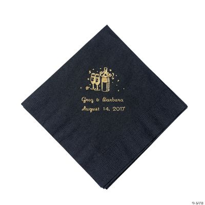 50 Personalized Champagne Black Luncheon Napkins