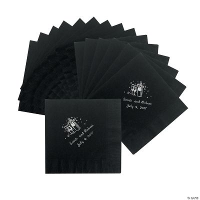 50 Personalized Champagne Black Luncheon Napkins