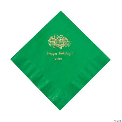 Holiday Printed Green Lunch Napkins