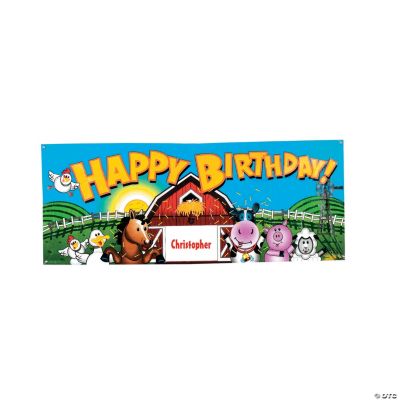 Personalized Farm Party Birthday Banner - Small